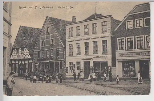 (104650) AK Grus aus Burgsteinfurt, Steinstraße m. Geschäften, um 1910