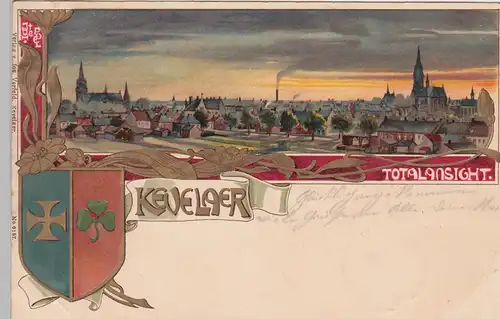 (104631) Künstler AK Kevelaer, Totalansicht, Wappen, 1902
