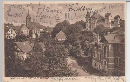 (104617) AK Tecklenburg, Ansicht mit Hotel Burggraf, 1929