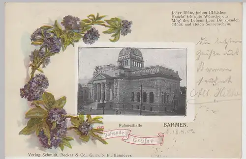 (104590) AK Barmen, Ruhmeshalle "Duftende Grüße" 1902