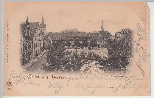 (104584) AK Gruss aus Herford, Alter Markt 1899