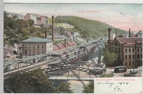 (101412) AK Elberfeld Barmen, Schwebebahn, Straßenbahn 1904