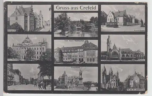 (101121) AK Krefeld, Höhere Mädchenschule, Amtsgericht, Rheinstraße, Feldpost 19