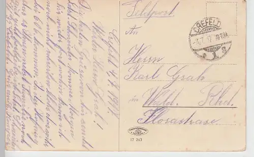 (101121) AK Krefeld, Höhere Mädchenschule, Amtsgericht, Rheinstraße, Feldpost 19