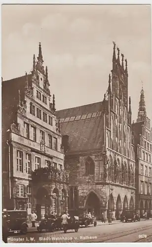 (30735) Foto AK Münster i.W., Stadt-Weinhaus u. Rathaus, vor 1945