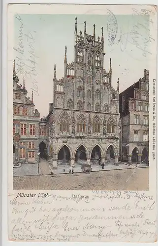 (115915) AK Münster i.W., Rathaus, Golddruck 1906