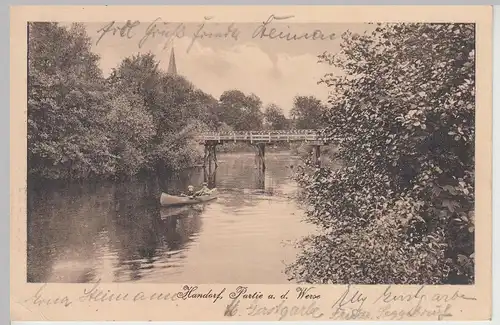 (113731) AK Handorf, Münster, Werse, Kanu, Brücke, Feldpost 1915