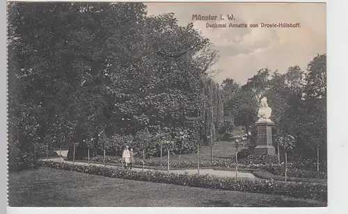 (104136) AK Münster i.W., Denkmal Annette von Droste-Hülshoff, aus Kartenheft, F