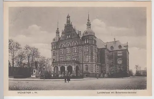 (104132) AK Münster i.W., Landeshaus mit Schorlemer-Denkmal 1920er