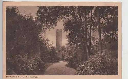 (104127) AK Münster i.W., Buddenturm mit Kreuzschanze, 1920er