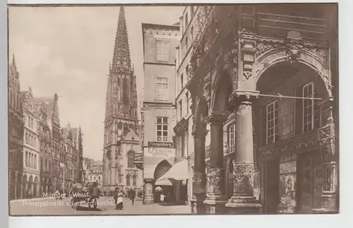 (104123) Foto AK Münster i.W., Prinzipalmarkt und Lambertikirche, 1920er