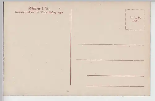 (104119) AK Münster i.W., Landois-Denkmal mit Wiedertäufergruppe, vor 1945