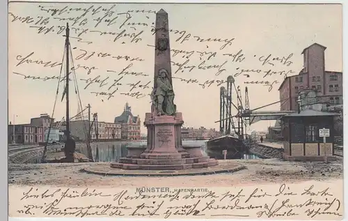 (101291) AK Münster, Westf., Hafen, Denkmal 1905