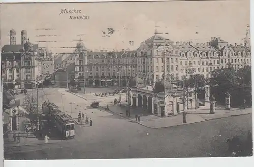 (95135) AK München, Karlsplatz, Karlstor, Straßenbahn 1918