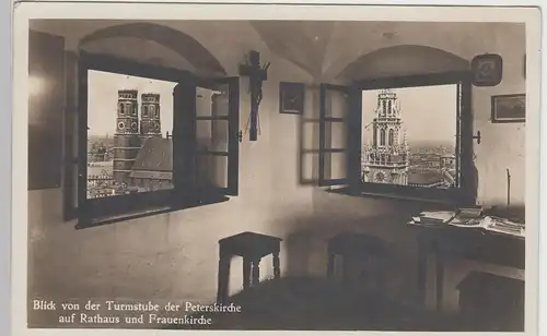 (95133) Foto AK München, Blick von Turmstube Peterskirche, vor 1945