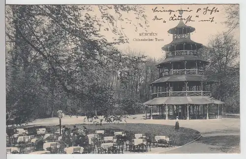 (95123) AK München, Chinesischer Turm, Englischer Garten 1921