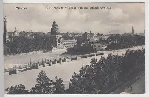 (95117) AK München, Volksbad, Blick von der Lukaskirche 1919