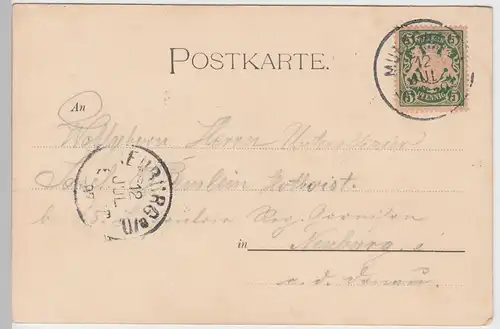 (91403) AK Gruß aus München, Alt München anno 1820, gelaufen 1897