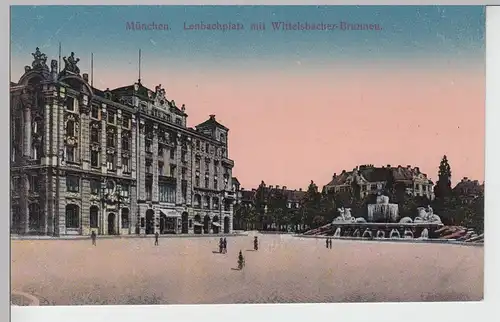 (91390) AK München, Lenbachplatz, Wittelsbacher Brunnen, vor 1945