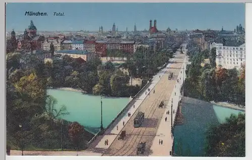 (88021) AK München, Totale, Blick über Maximiliansbrücke, vor 1945