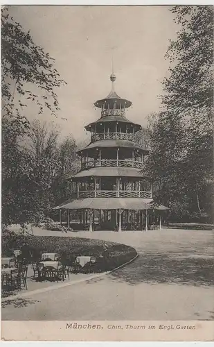 (76974) AK München, Chinesischer Turm im Englischen Garten, 1906