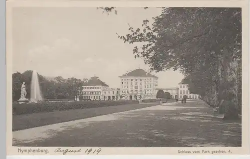 (74229) AK München Nymphenburg, Schloss vom Park gesehen, vor 1945