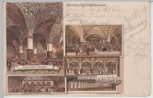 (71827) AK München, Kgl. Hofbräuhaus, Mehrbild Litho 1899