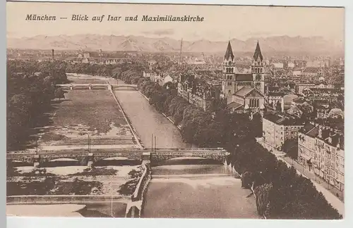 (68550) AK München, Blick auf Isar und Maximilianskirche, 1922