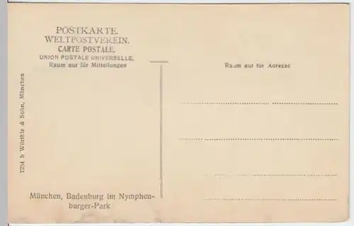 (5654) AK München, Badenburg, Schlosspark Nymphenburg, vor 1945