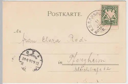 (54168) Künstler AK Kley: München, Nymphenburg, K.B.Bahnpost 1899