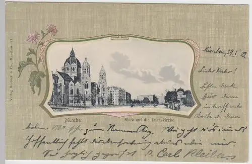 (46897) AK München, Blick auf die Lucaskirche, 1902