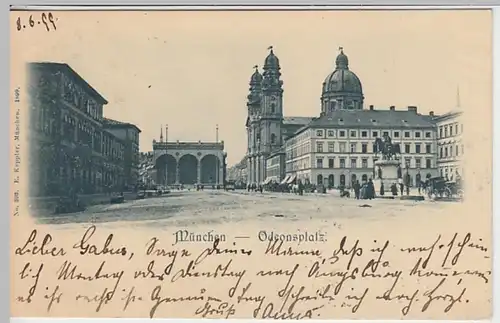 (24096) AK München, Odeonsplatz, Feldherrnhalle, Theatinerkirche 1899