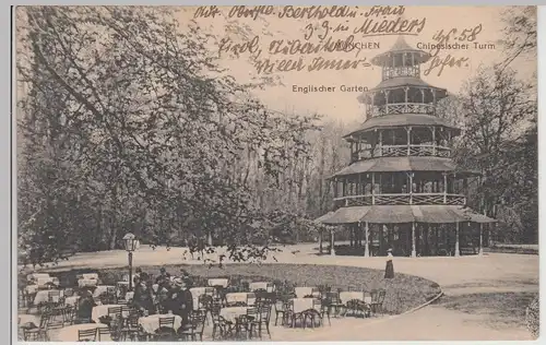 (115228) AK München, Englischer Garten und Chinesischer Turm 1913