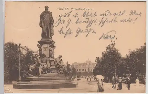 (115226) AK München, Maximiliansdenkmal 1909