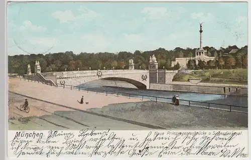 (114171) AK München, Neue Prinzregentenbrücke u. Siegesdenkmal vor 1905