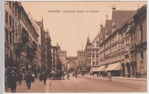 (114158) AK München, Neuhauser Straße, Karlstor, Pferdefuhrwerk, vor 1945