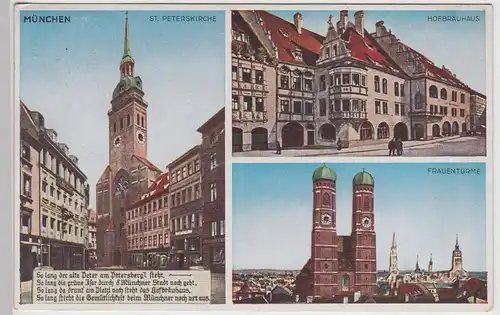 (113874) AK München, St. Peterskirche, Hofbräuhaus, Frauenkirche 1941