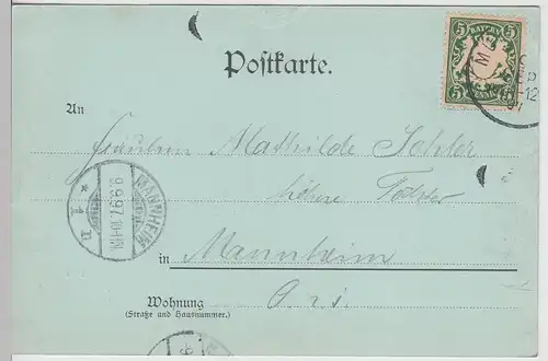 (113161) AK Gruß aus München, Tal, Mondscheinkarte 1897