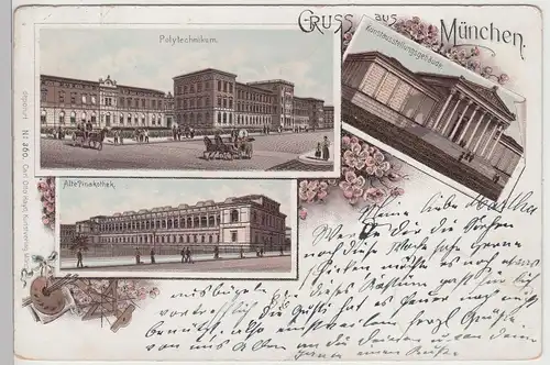 (112973) AK Gruss aus München, Mehrbild Litho 1898