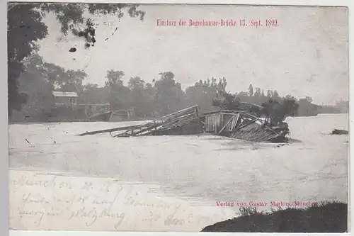 (112964) AK München, eingestürzte Bogenhauser Brücke 1899