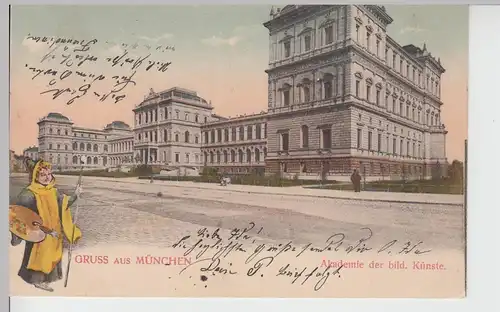 (111332) AK Gruss aus München, Akademie der bildenden Künste, 1905