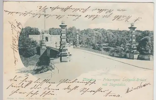 (108339) AK München, Prinzregentenbrücke, Siegessäule 1900