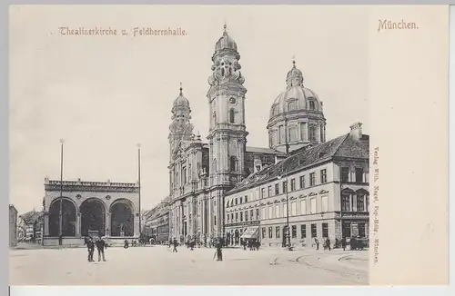 (107519) AK München, Theatinerkirche und Feldherrnhalle, vor 1905