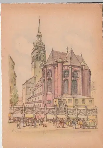 (106204) Künstler AK München, Stadtpfarrkirche St. Peter, nach 1945