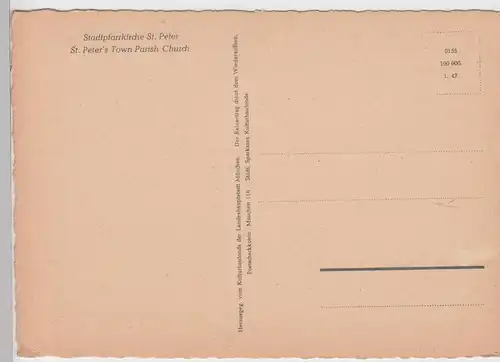 (106204) Künstler AK München, Stadtpfarrkirche St. Peter, nach 1945