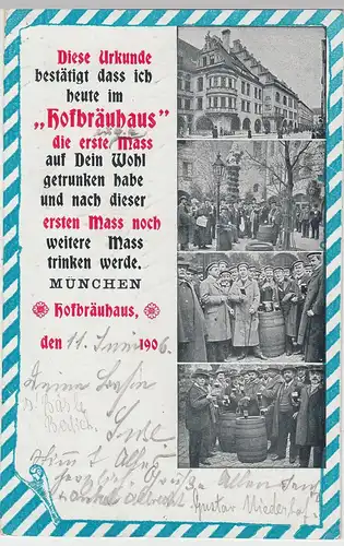 (106107) AK München, Hofbräuhaus, Mehrbildkarte 1906
