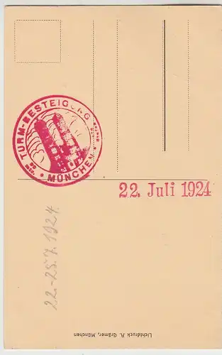 (106104) AK Gruß vom Münchener Frauenturm, Frauenkirche 1924