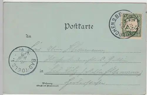 (105677) AK Gruss aus München, Thal, Litho Mondscheinkarte 1899