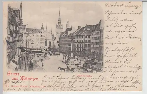 (105675) AK Gruss aus München, Marienplatz, 1900