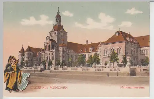 (105672) AK Gruss aus München, Nationalmuseum, vor 1905